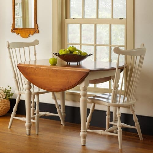round drop leaf table with two chairs 