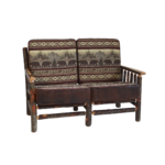 Hickory lodge love seat with rustic log arm rests