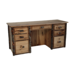 Hickory lodge double pedestal desk with storage