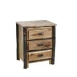 Hickory lodge nightstand with three storage drawers