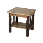 e Hickory lodge end table with rustic finish