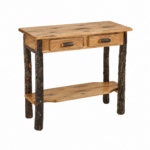 Hickory lodge sofa table with natural wood grain