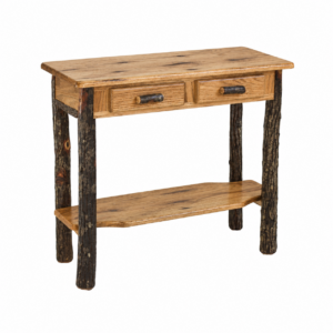 Hickory lodge sofa table with natural wood grain