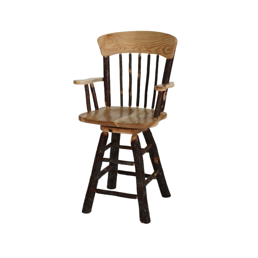 Panel Back Swivel Bar Stool with Arms
