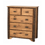 Hickory lodge chest of drawers with five main drawers and two small top drawers