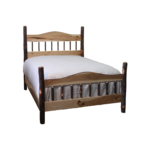 Hickory lodge panel bed with contoured headboard design