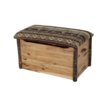 Hickory lodge storage bench with attached cushion