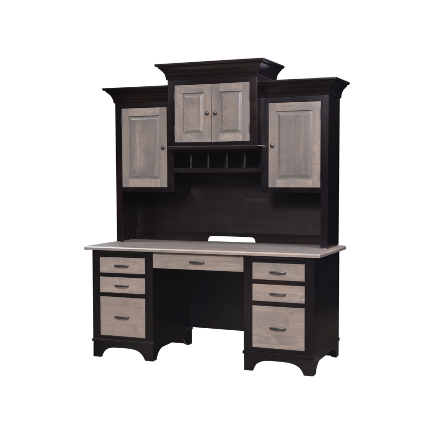 Finley 68″ Wall Unit Desk with Wall Unit Hutch