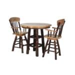 Round hickory lodge pedestal dining table