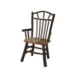 Hickory lodge dining arm chair with wagon wheel-inspired design