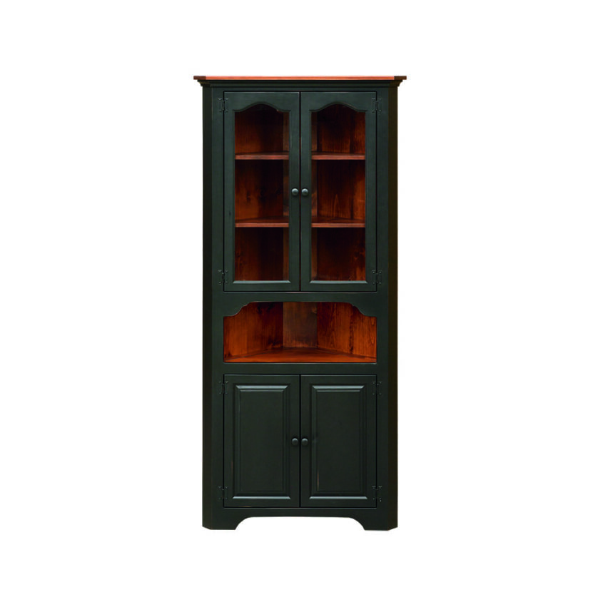 Large Corner Cupboard with Glass Doors Colonial Style