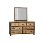 Hickory lodge dresser with seven storage drawers
