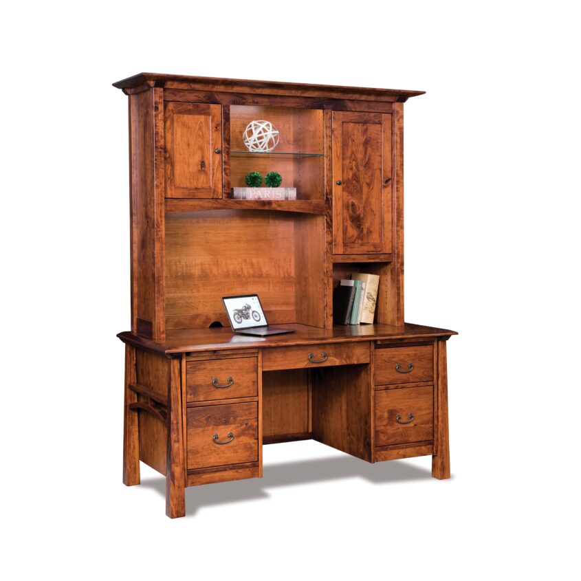 Artesa Double Pedestal Desk with Hutch Top