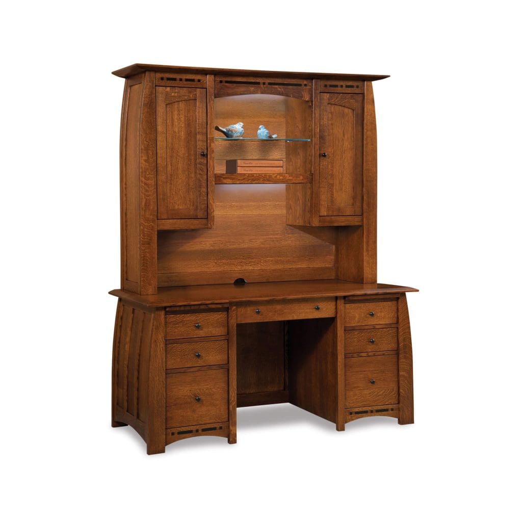 Boulder Creek Double Pedestal Desk with Hutch Top