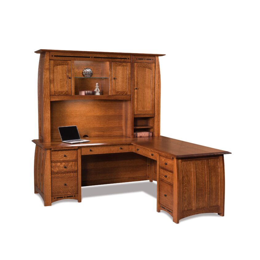 Boulder Creek L Desk with Three Door Hutch Top