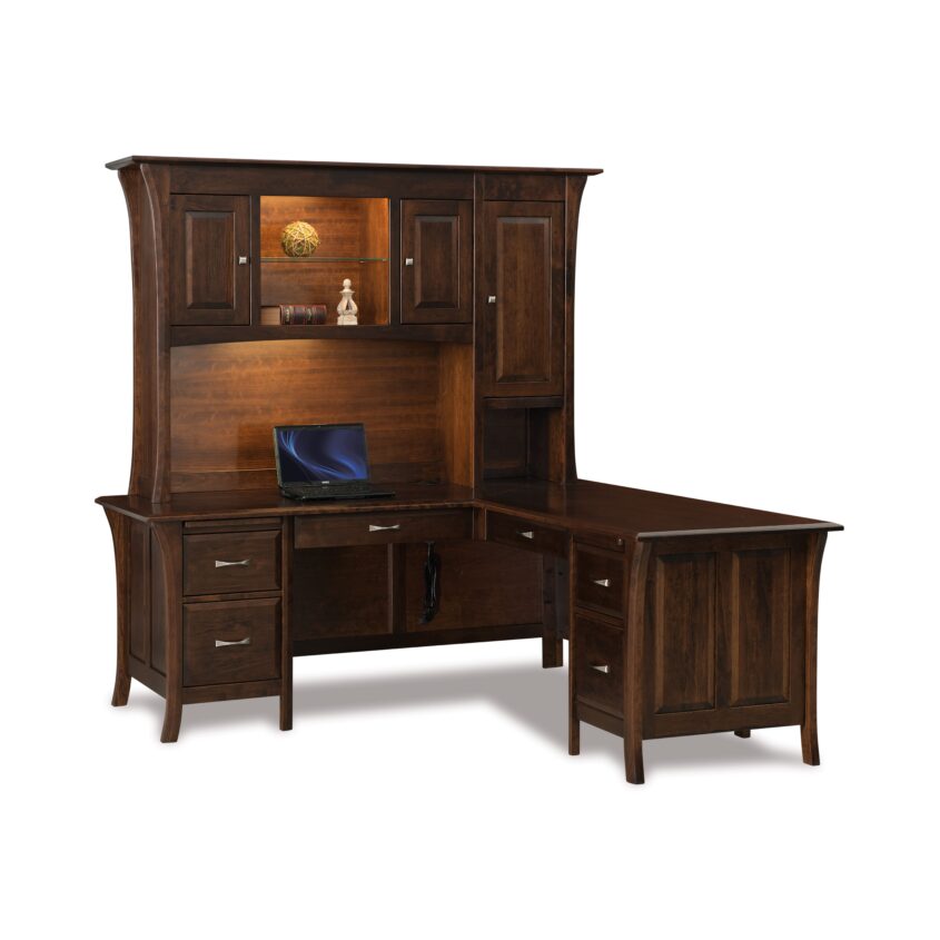 Ensenada Six Drawer L Desk with Three Door Hutch Top