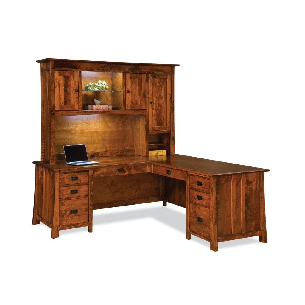 Grant L Desk with Hutch Top