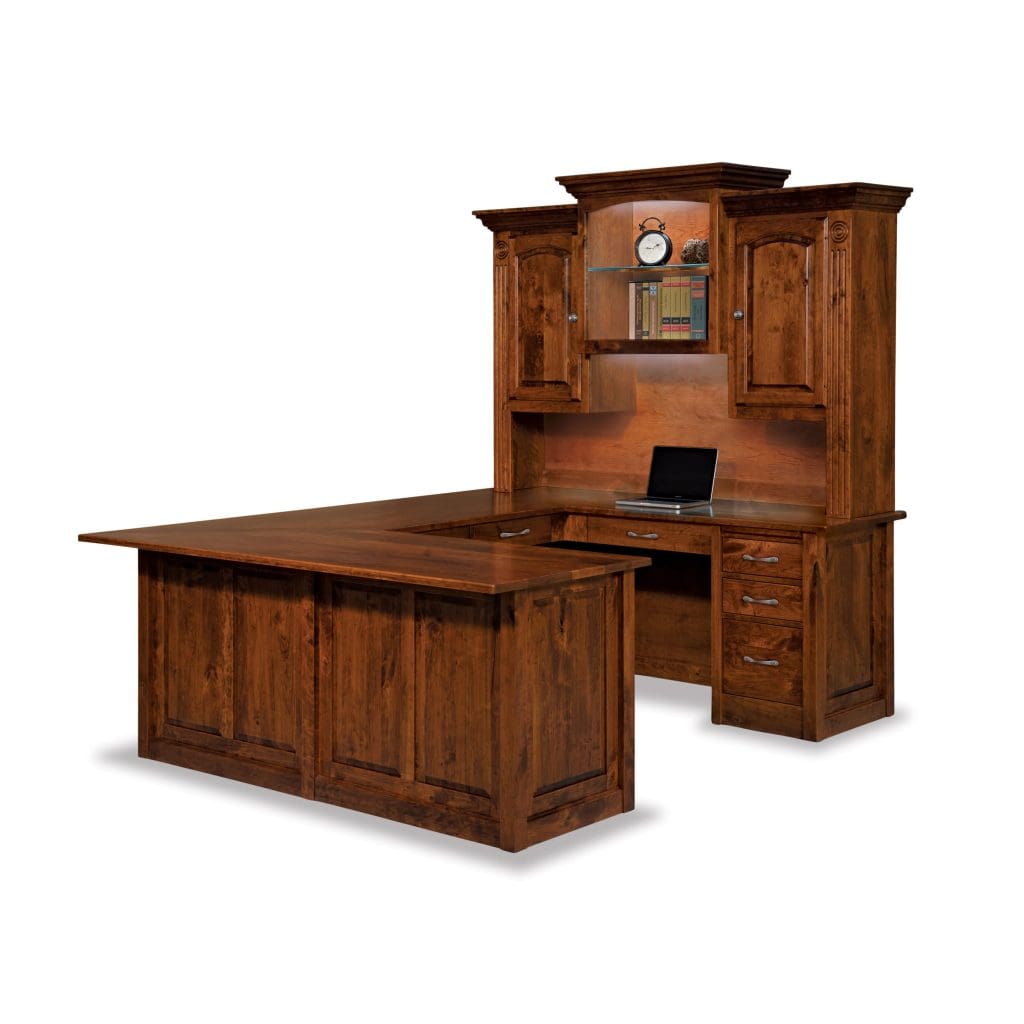Victorian U Desk with Hutch Top