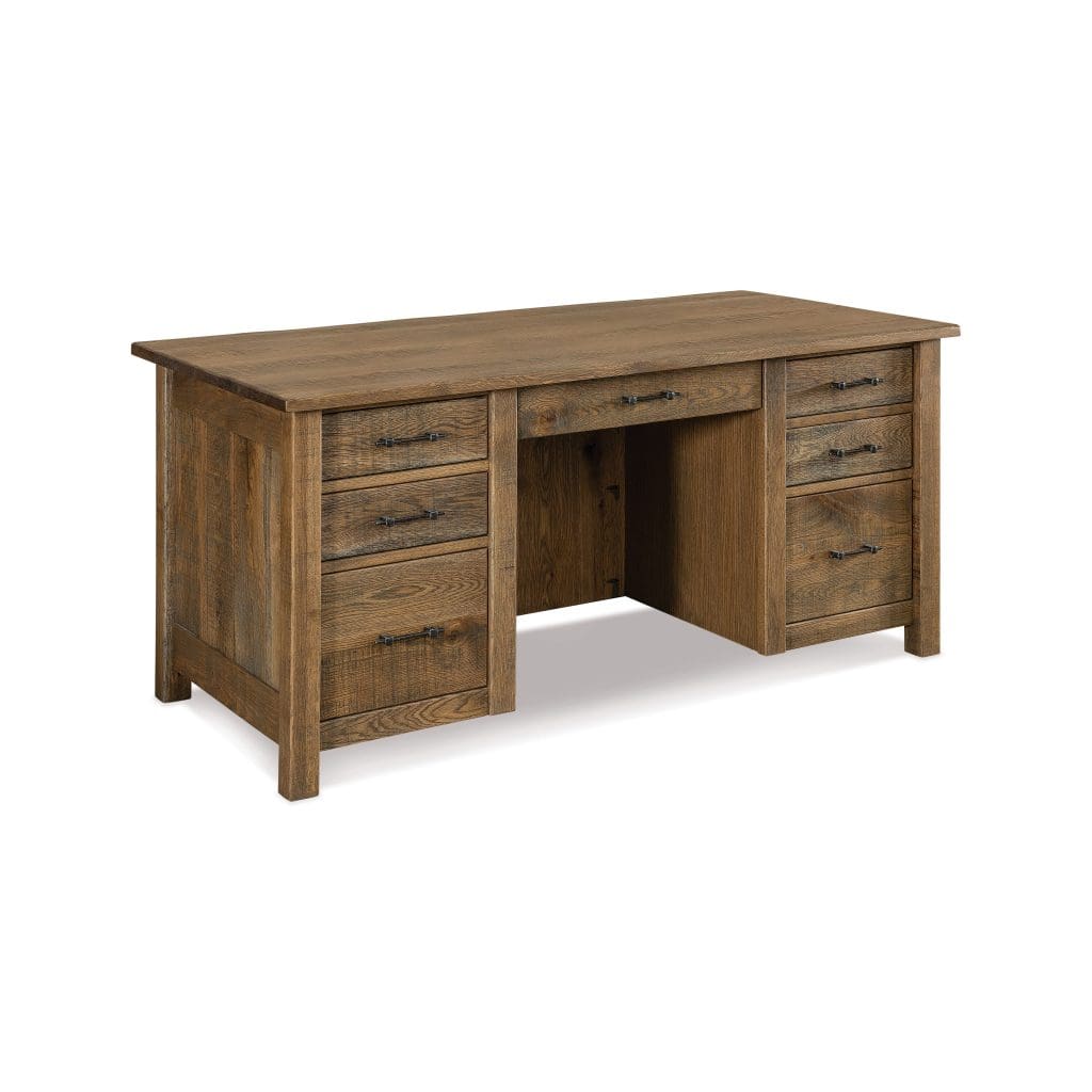 Houston Double Pedestal Desk with Finished Back
