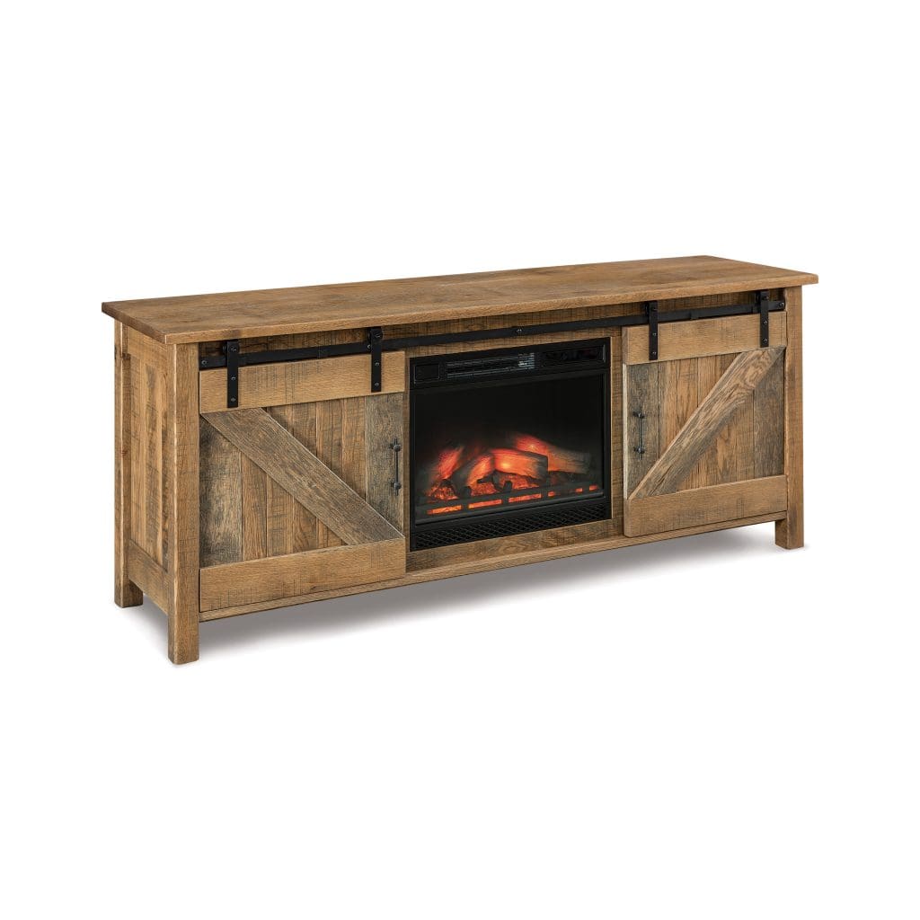 Houston 2 Door Media Stand with Fireplace