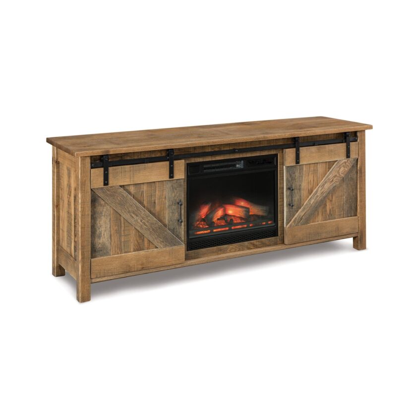 Houston 2 Door Media Stand with Fireplace