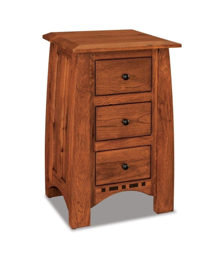 boulder creek compact  three drawer nightstand 