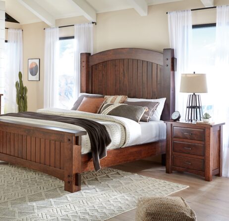 Dark Stained Cherry Bed and Nightstand
