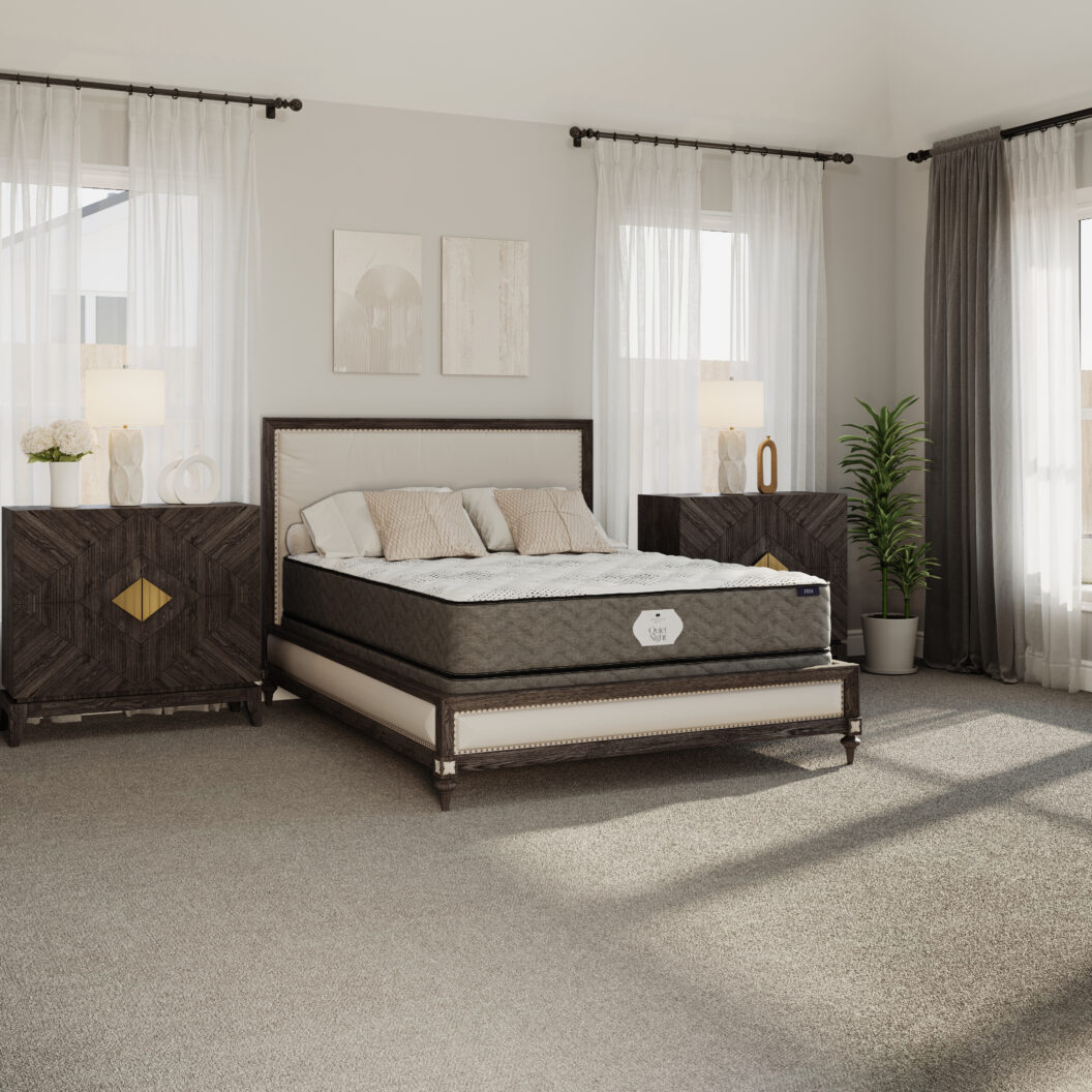 Quiet Night innerspring mattress displayed in a styled Lancaster, PA bedroom