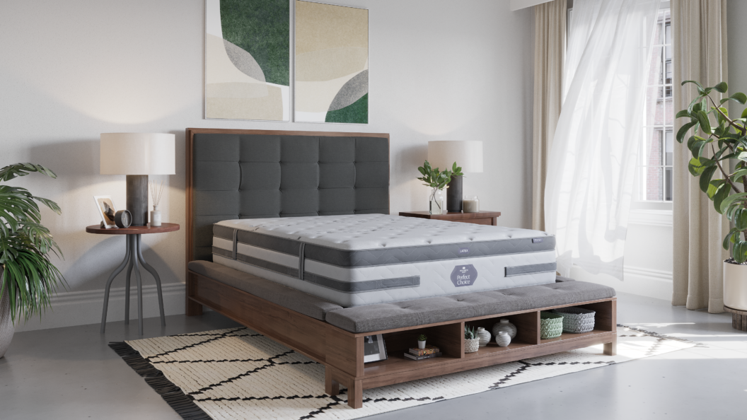 Perfect Choice Gel mattress displayed in a styled Lancaster, PA bedroom