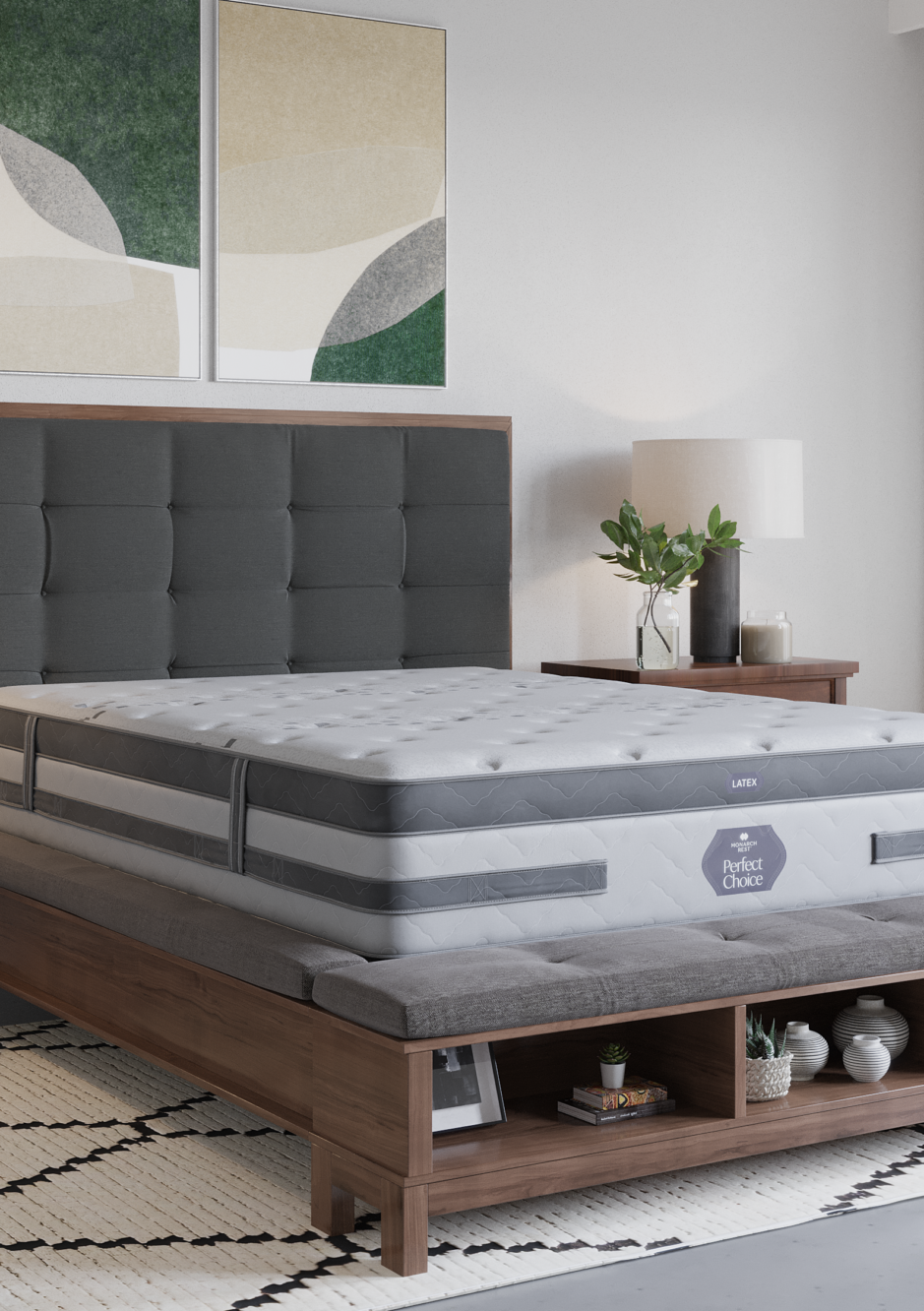 Perfect Choice Gel mattress displayed in a styled Lancaster, PA bedroom