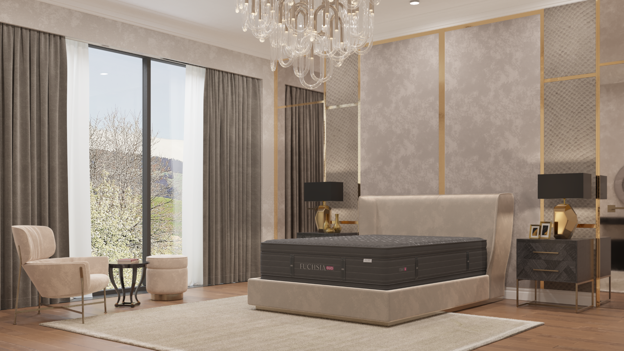 Fuchsia Duo mattress on bed frame, King's Impressions Lancaster PA