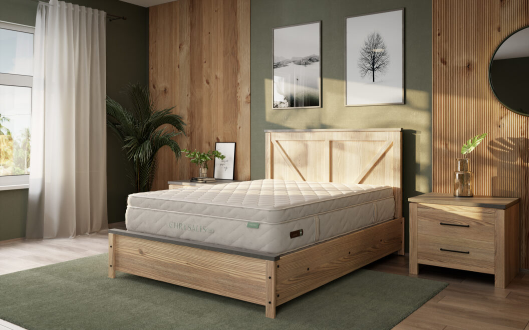 Chrysalis Luxe mattress displayed in a styled Lancaster, PA bedroom