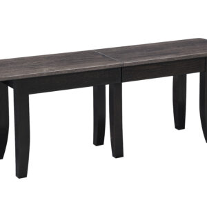 Curved Shaker extend-a-bench with leaf storage holder, King's Impressions Lancaster PA