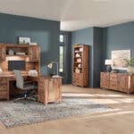 Dover corner desk with hutch styled in a home office, King's Impressions Lancaster PA