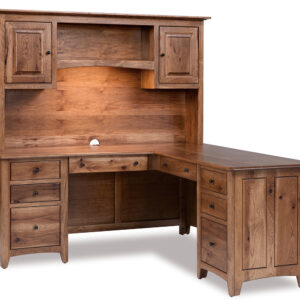 Dover corner L desk with hutch in solid hardwood, King's Impressions Lancaster PA