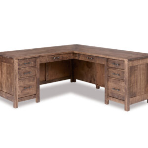 Houston corner L desk in rough-sawn solid hardwood, King's Impressions Lancaster PA