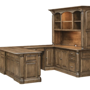 London wrap around desk with hutch in solid hardwood, King's Impressions Lancaster PA