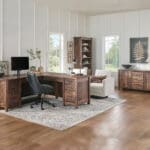Houston corner L desk styled in a home office, King's Impressions Lancaster PA