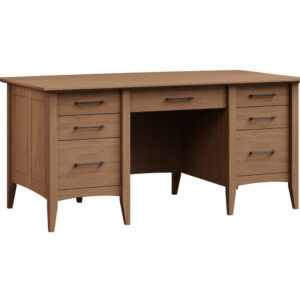 Atlantic double pedestal desk in brown maple, King's Impressions Lancaster PA