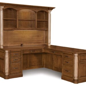 London corner L desk with hutch in solid hardwood, King's Impressions Lancaster PA