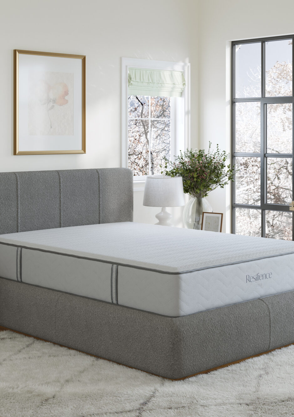 Resilience adjustable mattress displayed in a styled Lancaster, PA bedroom