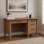 Atlantic single pedestal desk styled in a home office, King's Impressions Lancaster PA