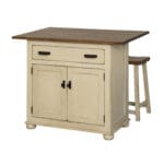 J109 small kitchen island in antique white with special walnut top