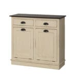 J771 double trash cabinet with drawer in antique white and rich tobacco