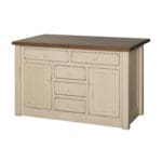 five drawer kitchen island with straight legs in antique white